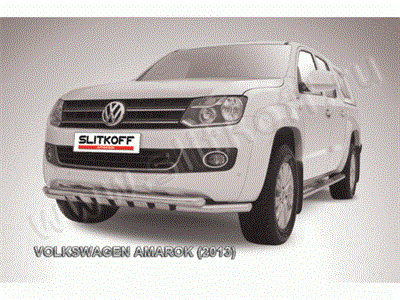 Защита переднего бампера d57+d57 двойная с профильной ЗК Volkswagen Amarok (2010-2016) - фото 71005