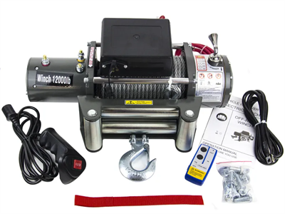 Лебедка электрическая 12V Electric Winch GRIZZLY F 12000lbs/5443 кг (IP66) стальной трос - фото 72589
