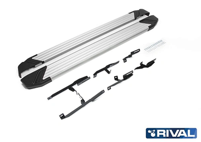 Порог-площадка "Silver" F173AL + комплект крепежа, RIVAL, Suzuki Grand Vitara 2005-2008-2012-2016 - фото 73643