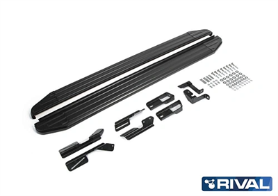 Порог-площадка "Premium-Black" A180ALB + комплект крепежа, RIVAL, Peugeot 3008 2017- - фото 73789