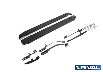 Порог-площадка "Black" F173ALB + комплект крепежа, RIVAL, Nissan Murano 2009-2016 - фото 73887
