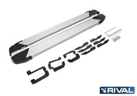 Порог-площадка "Silver" F180AL + комплект крепежа, RIVAL, Chery Tiggo 7 2019-2020/ Tiggo 8 2020-/ 8Pro 2021-/ 8ProMax 2022-/ Exeed LX 2022-