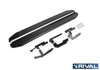 Порог-площадка "Premium-Black" A173ALB + комплект крепежа, RIVAL, Geely Atlas 2018-